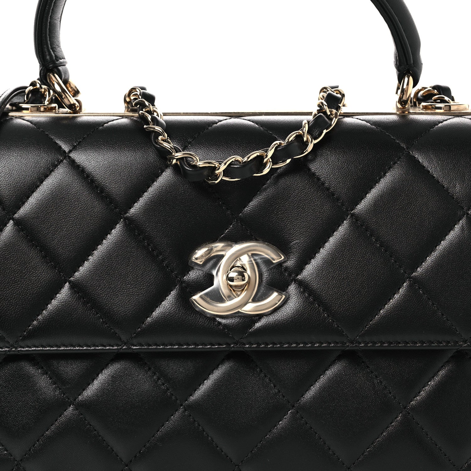 Chanel Lambskin Quilted Small Trendy CC Dual Handle Flap Bag Black