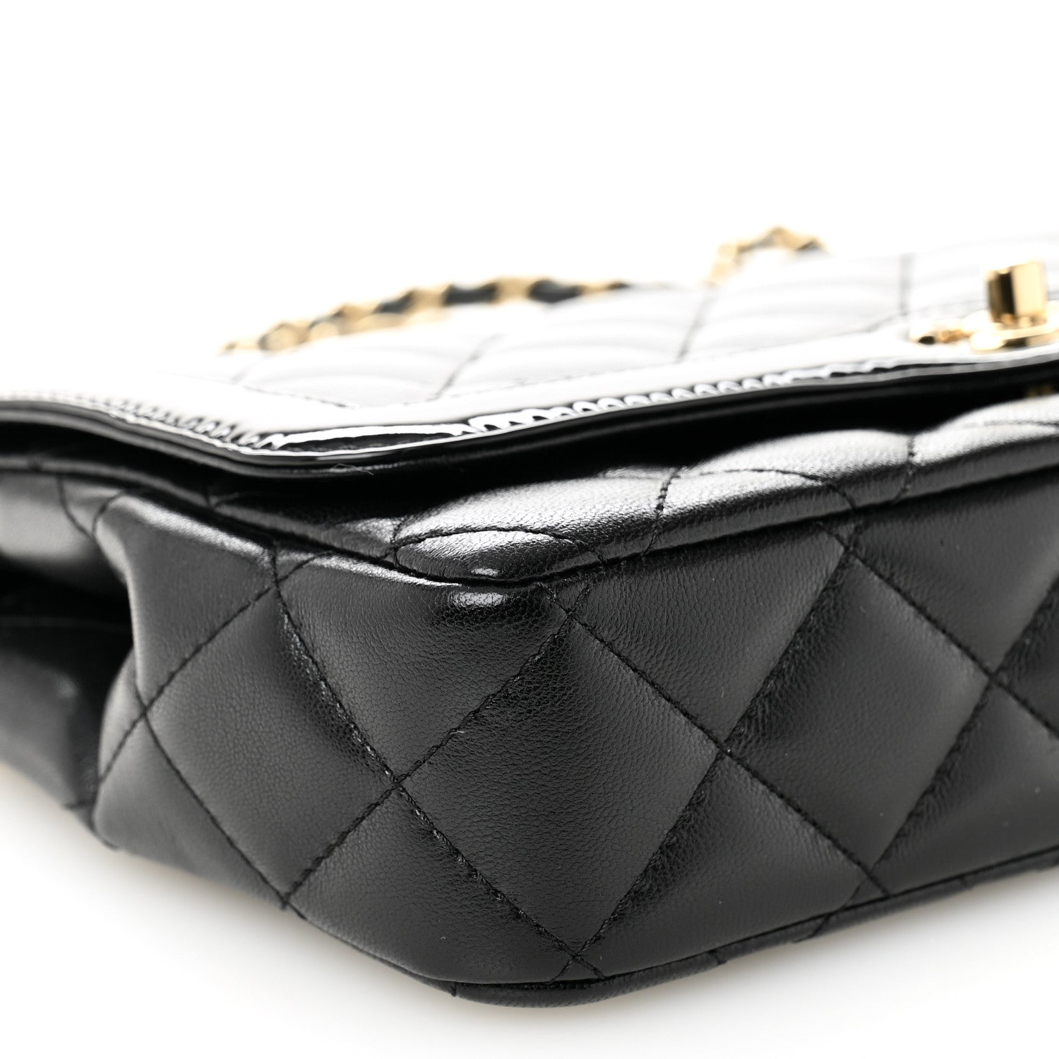 Chanel Lambskin Patent Calfskin Quilted Small Flap Bag Black