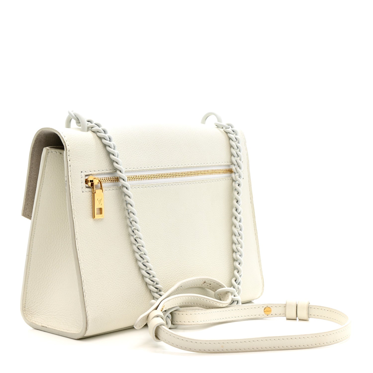 Louis Vuitton Soft Calfskin Mylockme Chain Bag BB White
