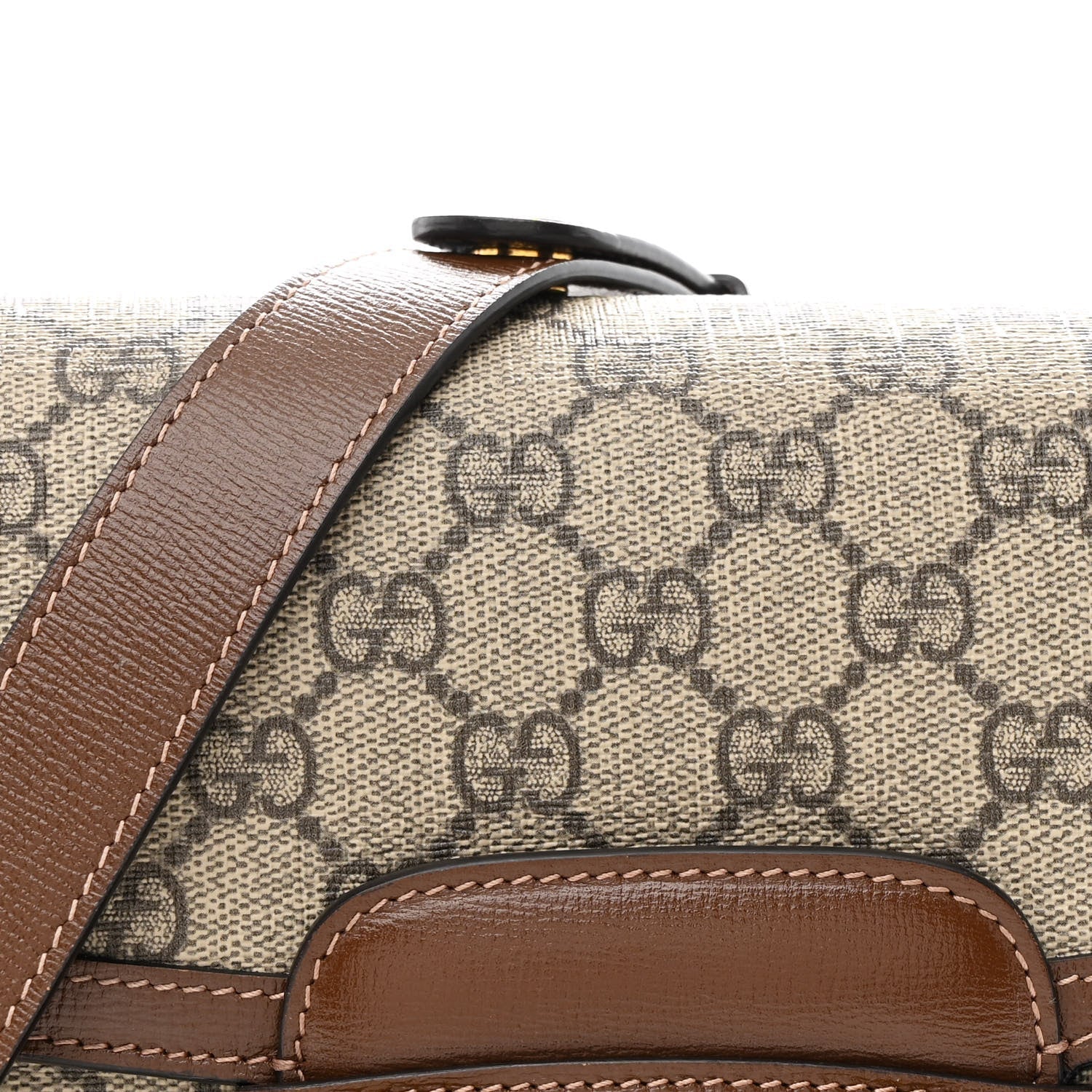 Gucci GG Supreme Monogram Horsebit 1955 Shoulder Bag Beige Brown Sugar