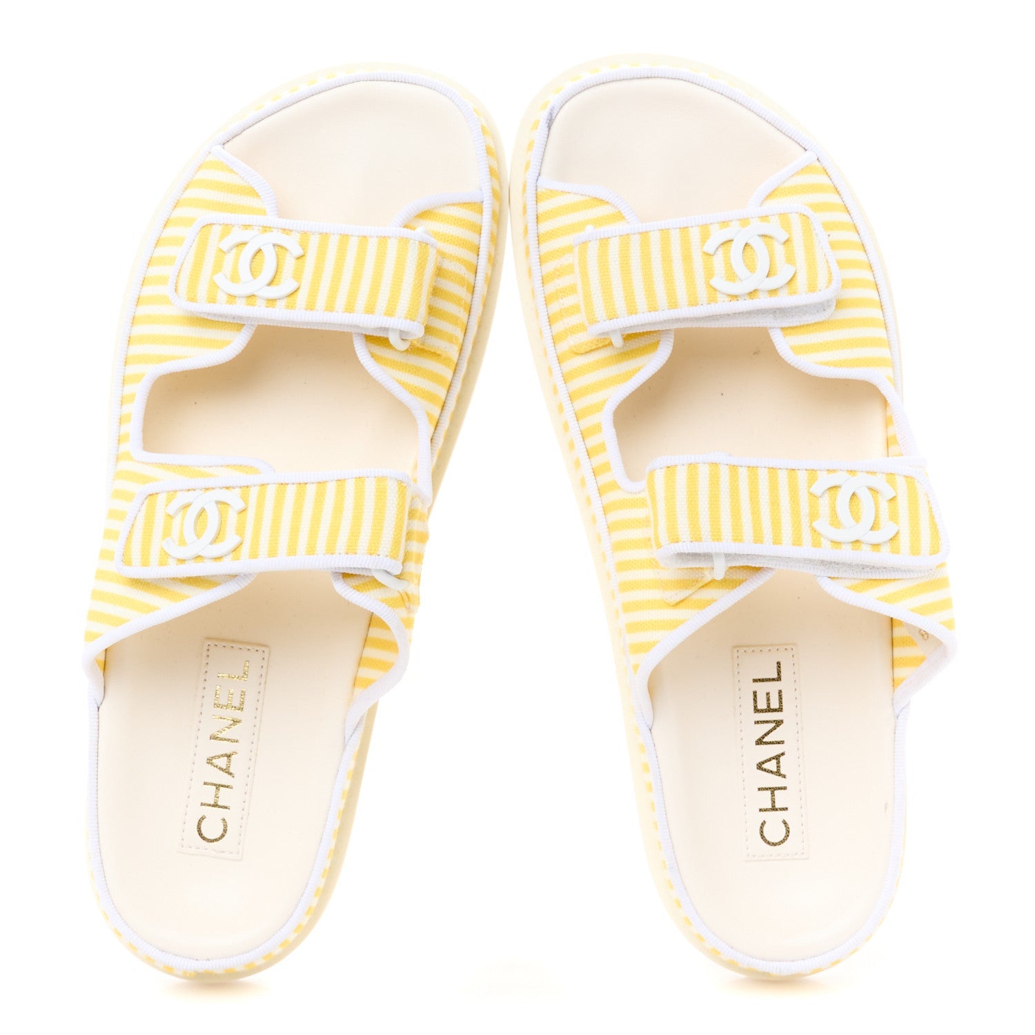 Printed Calfskin Velcro Dad Flat Mules 40 White Yellow