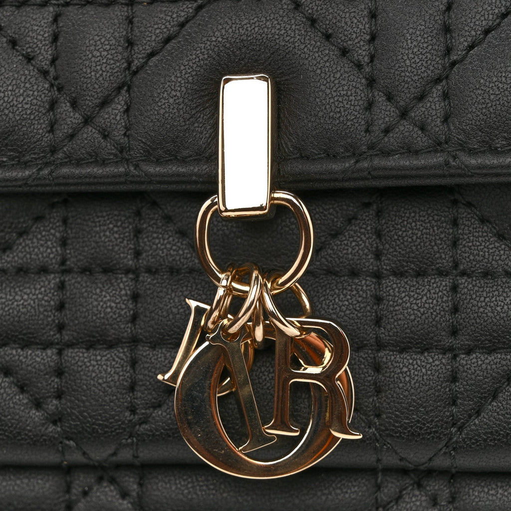 Christian Dior Lambskin Cannage Chain My Dior Daily Chain Pouch Black