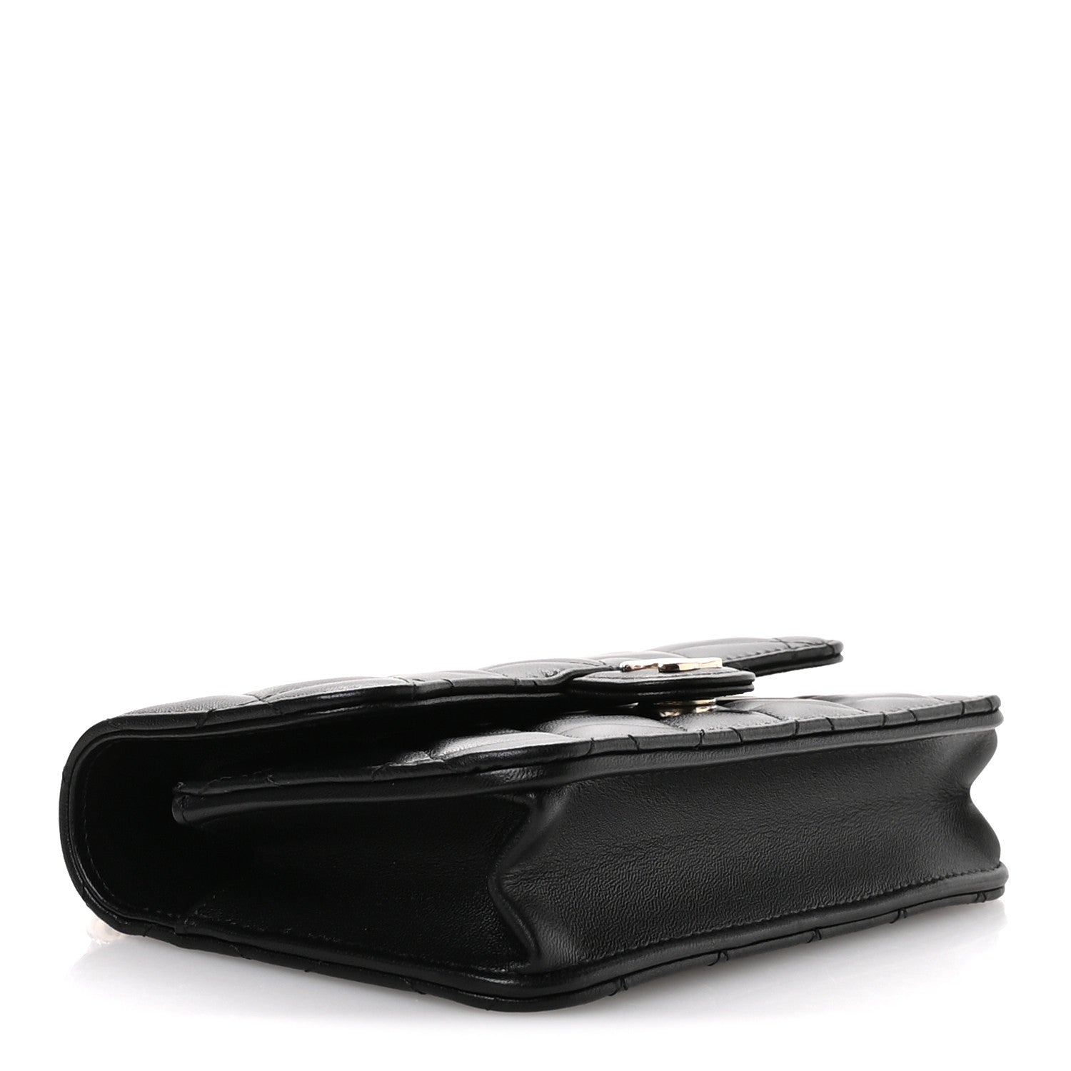Chanel Lambskin Quilted Flap Phone Holder With Chain Black