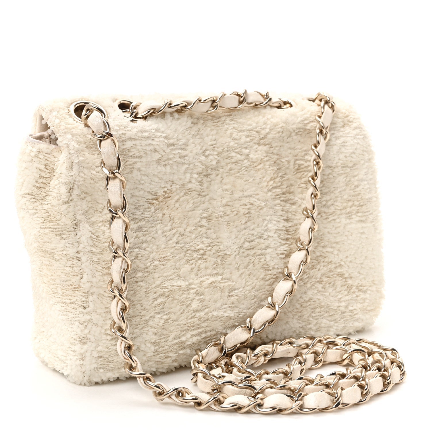Chanel Sequin Small Single Flap White