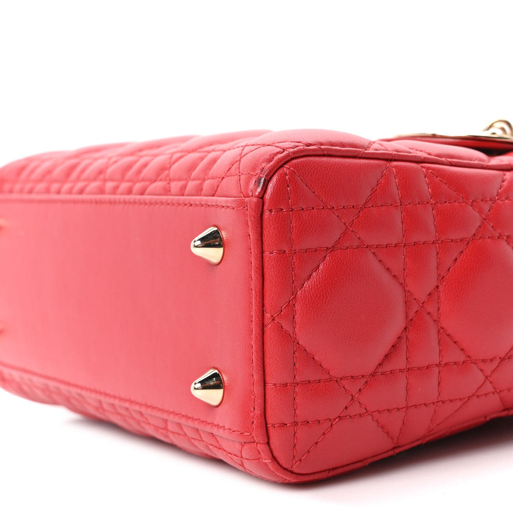 Christian Dior Lambskin Cannage Small Lucky Badges Lady Dior Red