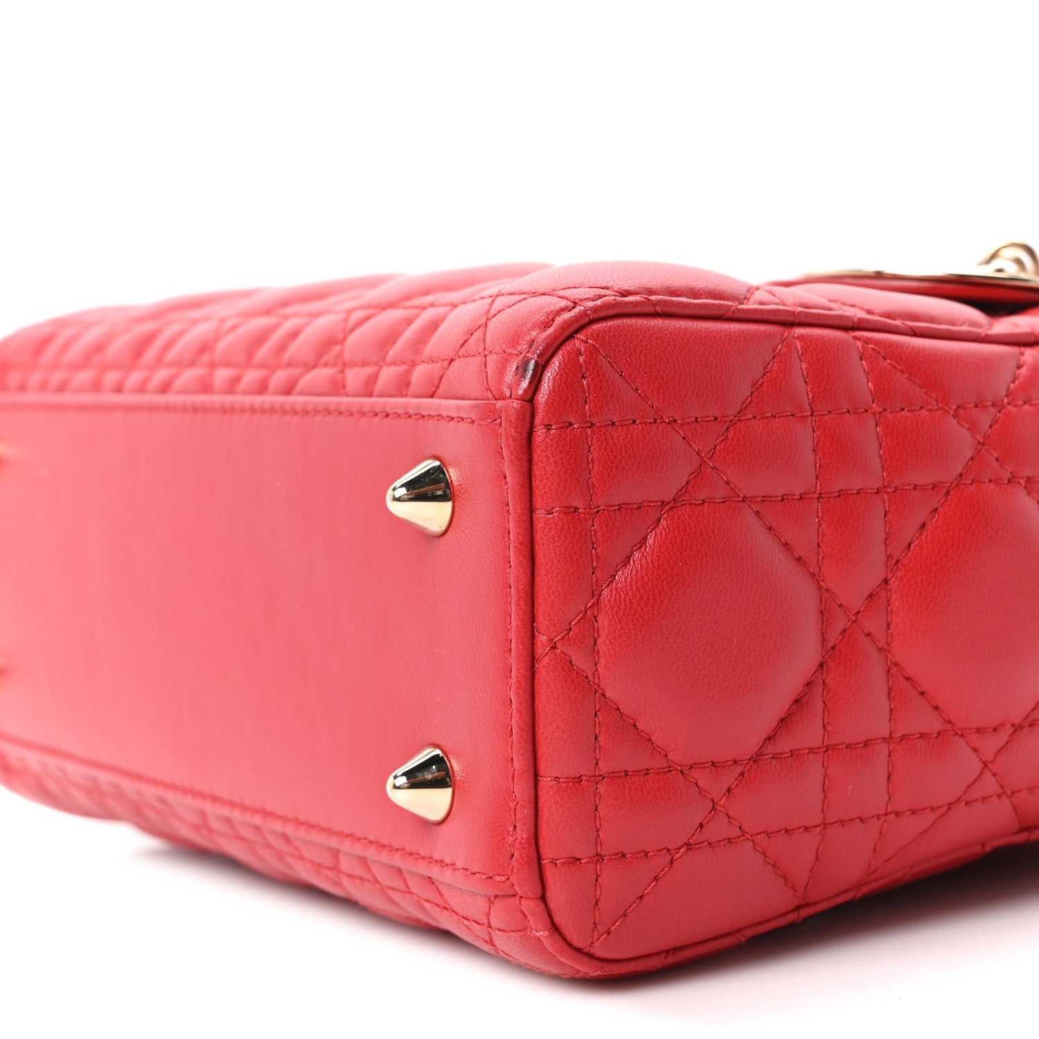 Christian Dior Lambskin Cannage Small Lucky Badges Lady Dior Red