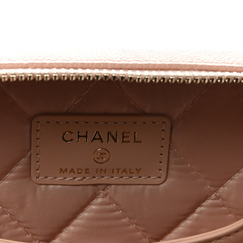 Caviar Quilted Large Vanity Pouch Light Pink