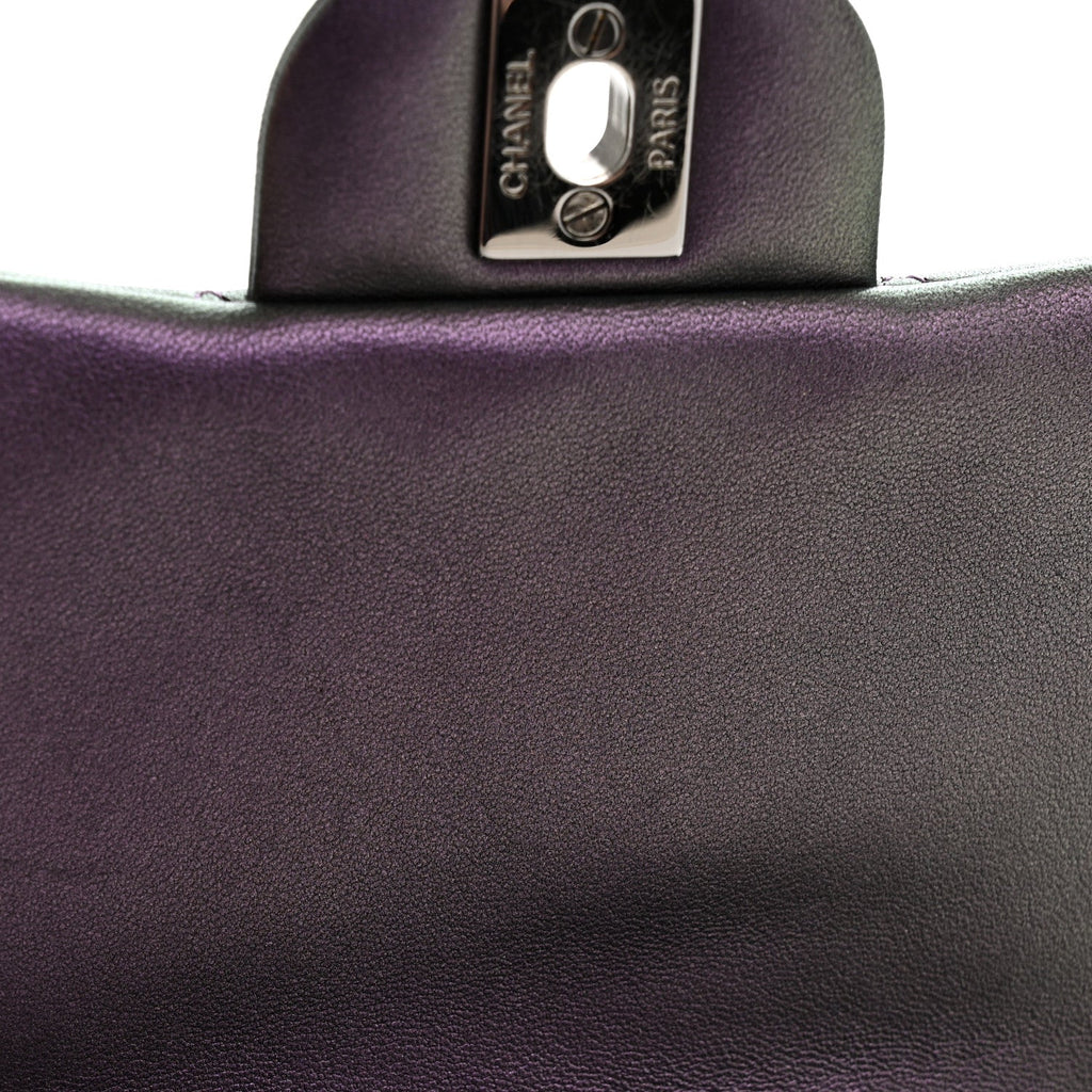 Chanel Iridescent Lambskin Quilted Mini Square Flap Dark Purple