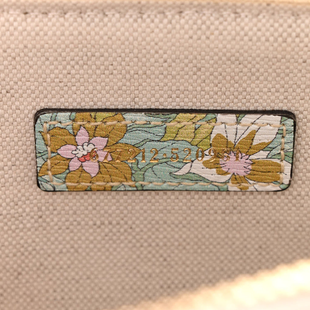 Gucci New Shangai Calfskin Tiger Savanah Web Mini Horsebit 1955 Top Handle Bag Chalky White Multicolor