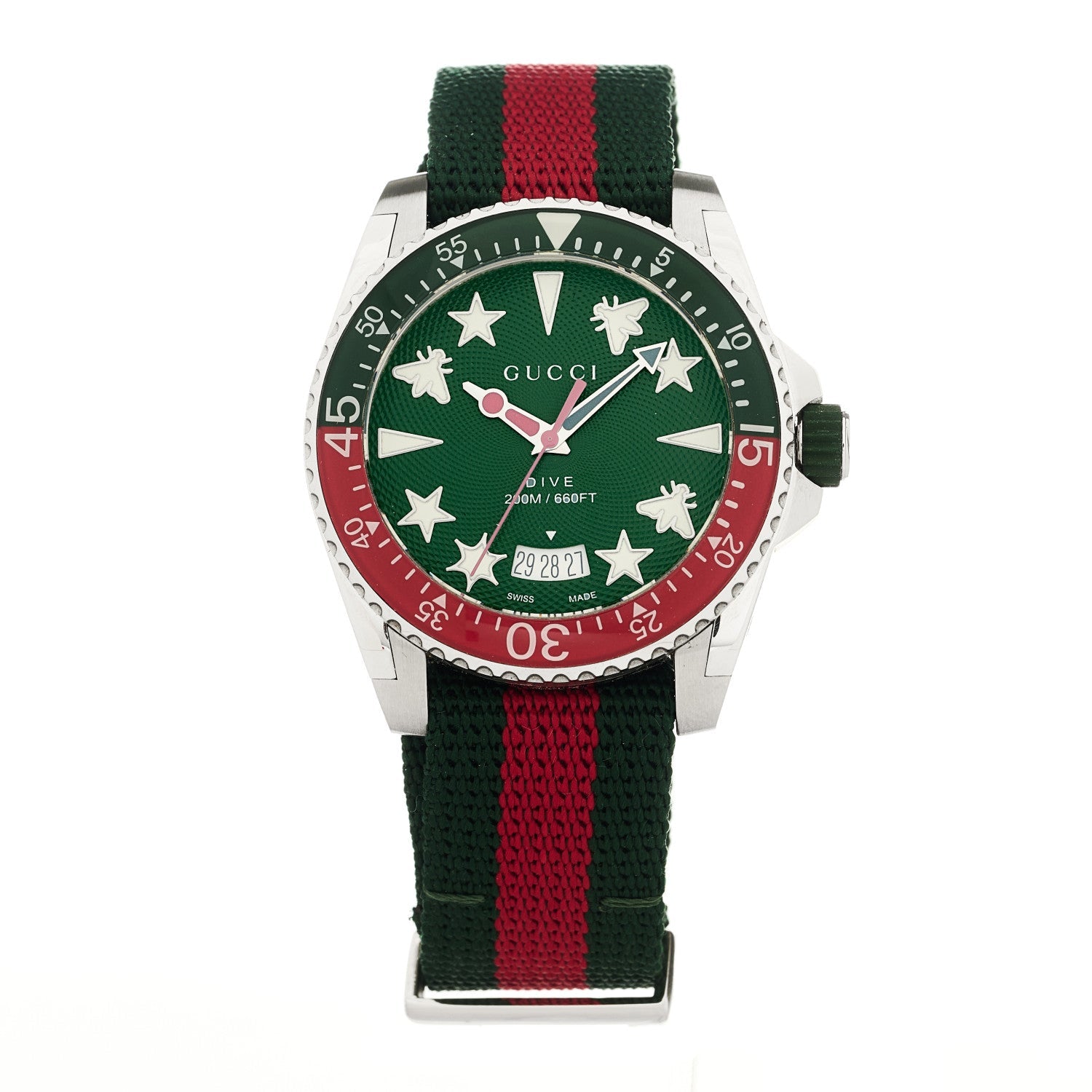 Gucci Stainless Steel Nylon 40mm Dive Quartz Watch Green