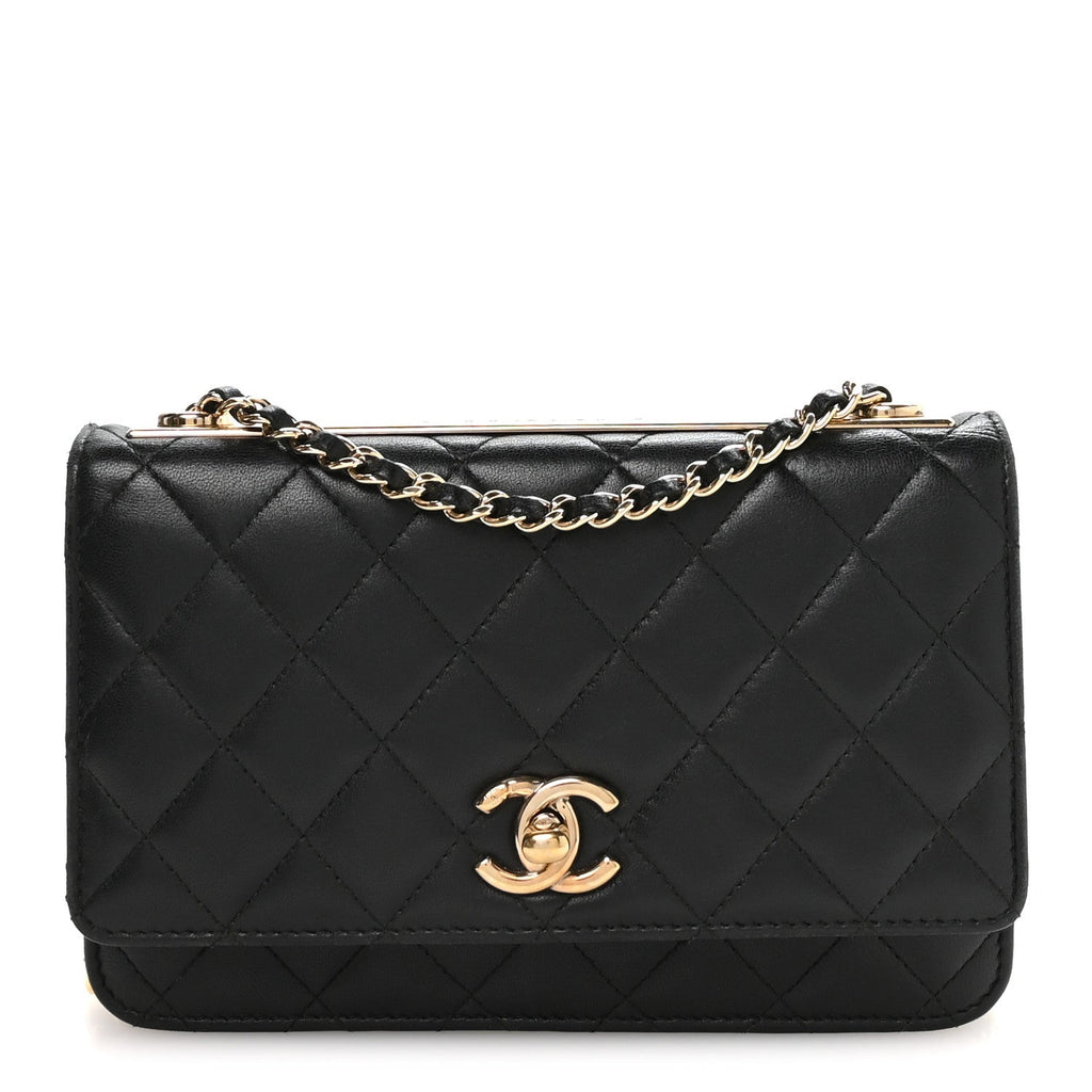 Chanel Lambskin Quilted Trendy CC Wallet On Chain WOC Black