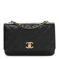 Chanel Lambskin Quilted Trendy CC Wallet On Chain WOC Black