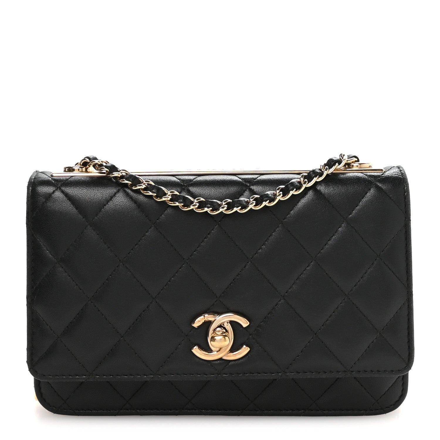Chanel Lambskin Quilted Trendy CC Wallet On Chain WOC Black