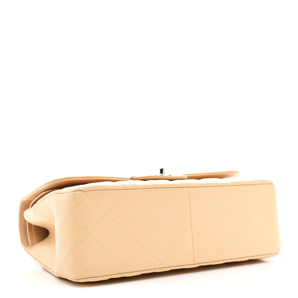 Chanel Caviar Quilted Jumbo Double Flap Beige Clair