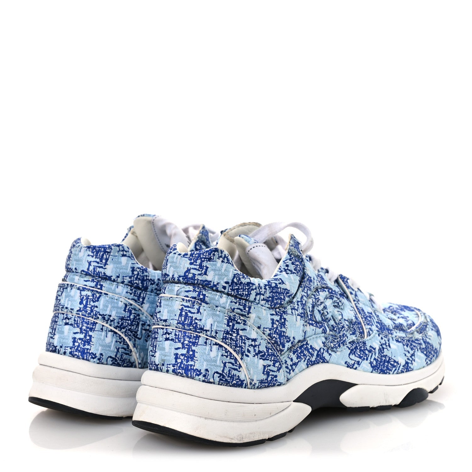 Chanel Tweed CC Sneakers 36.5 Blue White