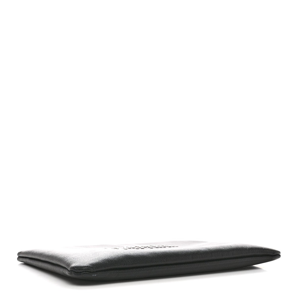Caviar Studded Medium Deauville Pouch Black