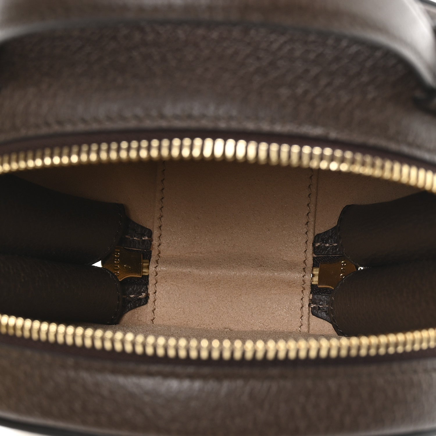 Gucci GG Supreme Monogram Top Handle Web Mini Ophidia Round Shoulder Bag Brown