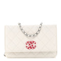 Chanel Caviar Quilted Chanel 19 Wallet On Chain WOC White Pink