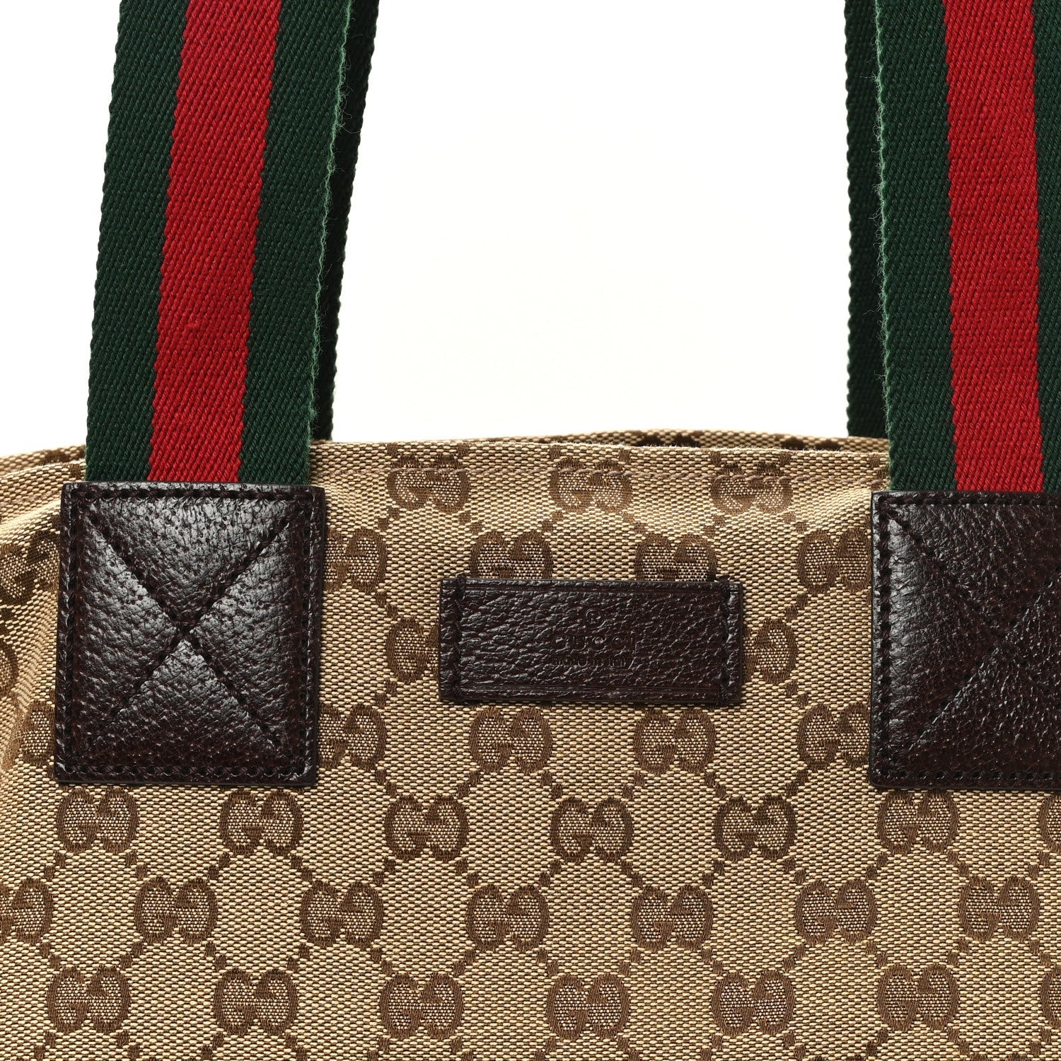 Gucci GG Monogram Medium Web Handle Bucket Tote Dark Brown