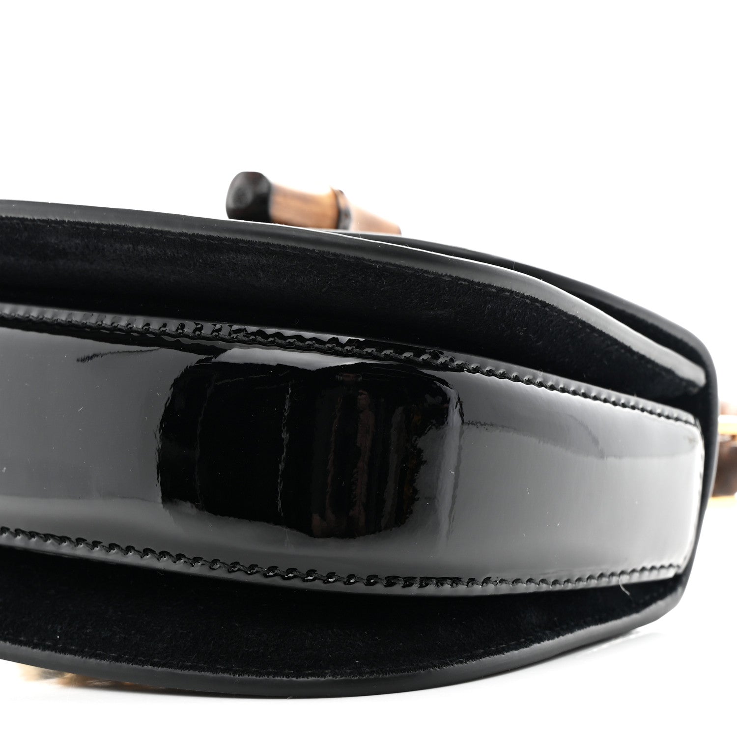 Gucci Patent Crystal Mini Bamboo 1947 Top Handle Chain Bag Black
