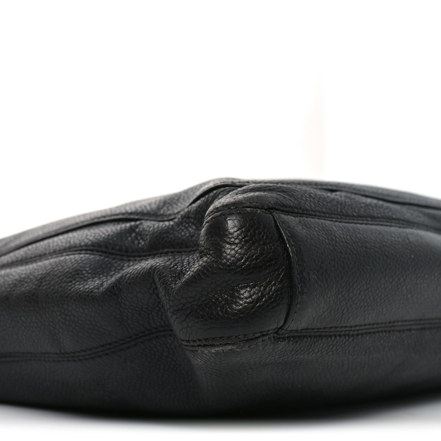 Chanel Caviar Embroidered Logo Shoulder Bag Black