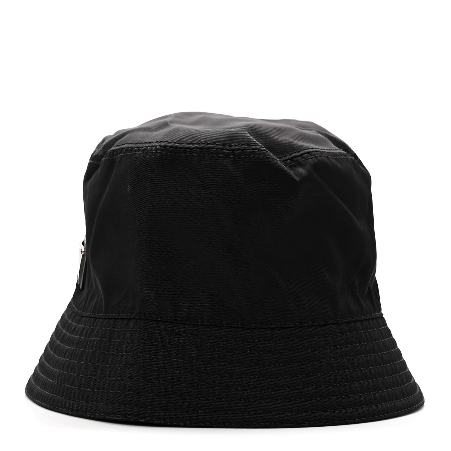 Prada Re-Nylon Metal Triangle Logo Womens Bucket Hat M Black