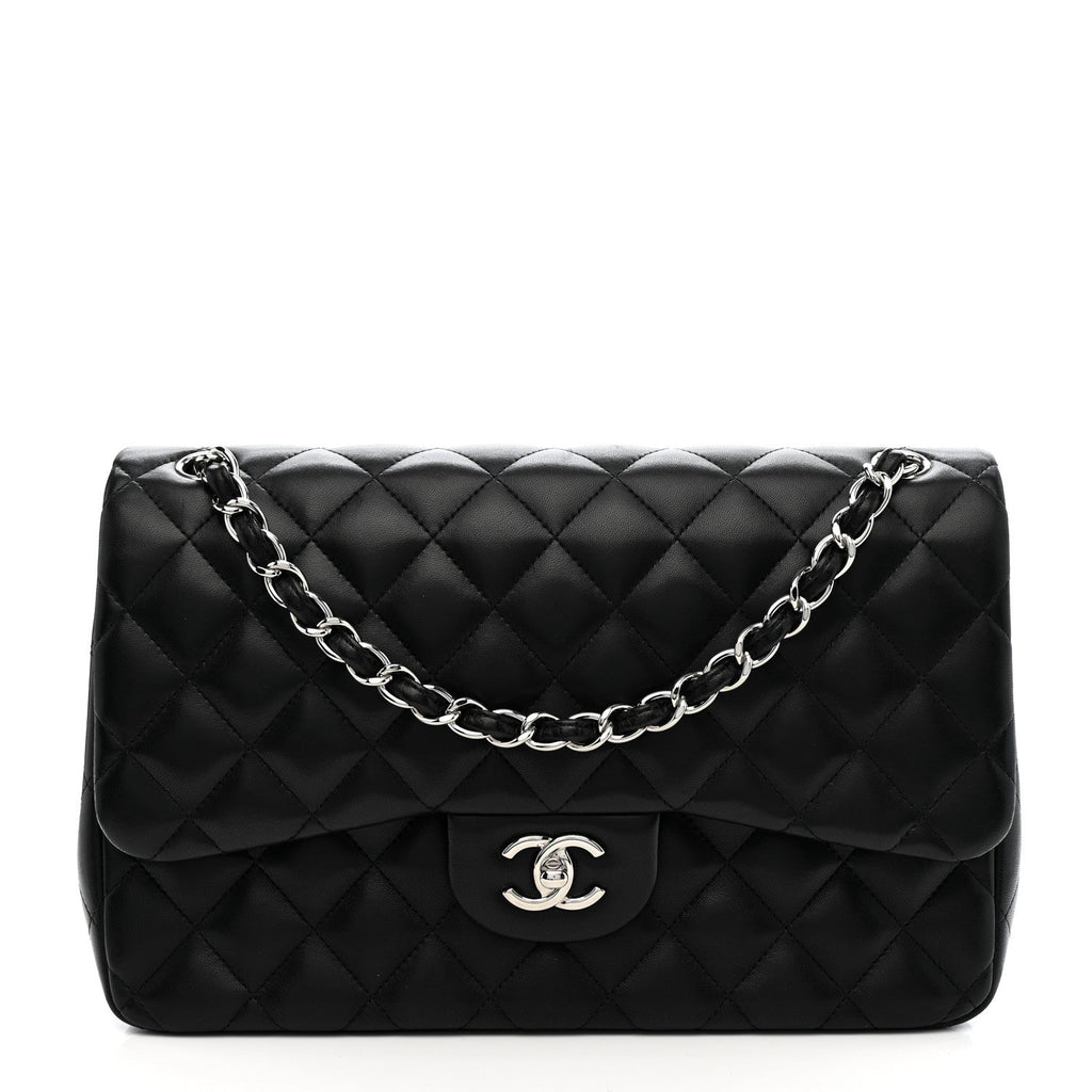 Chanel Lambskin Quilted Jumbo Double Flap Black