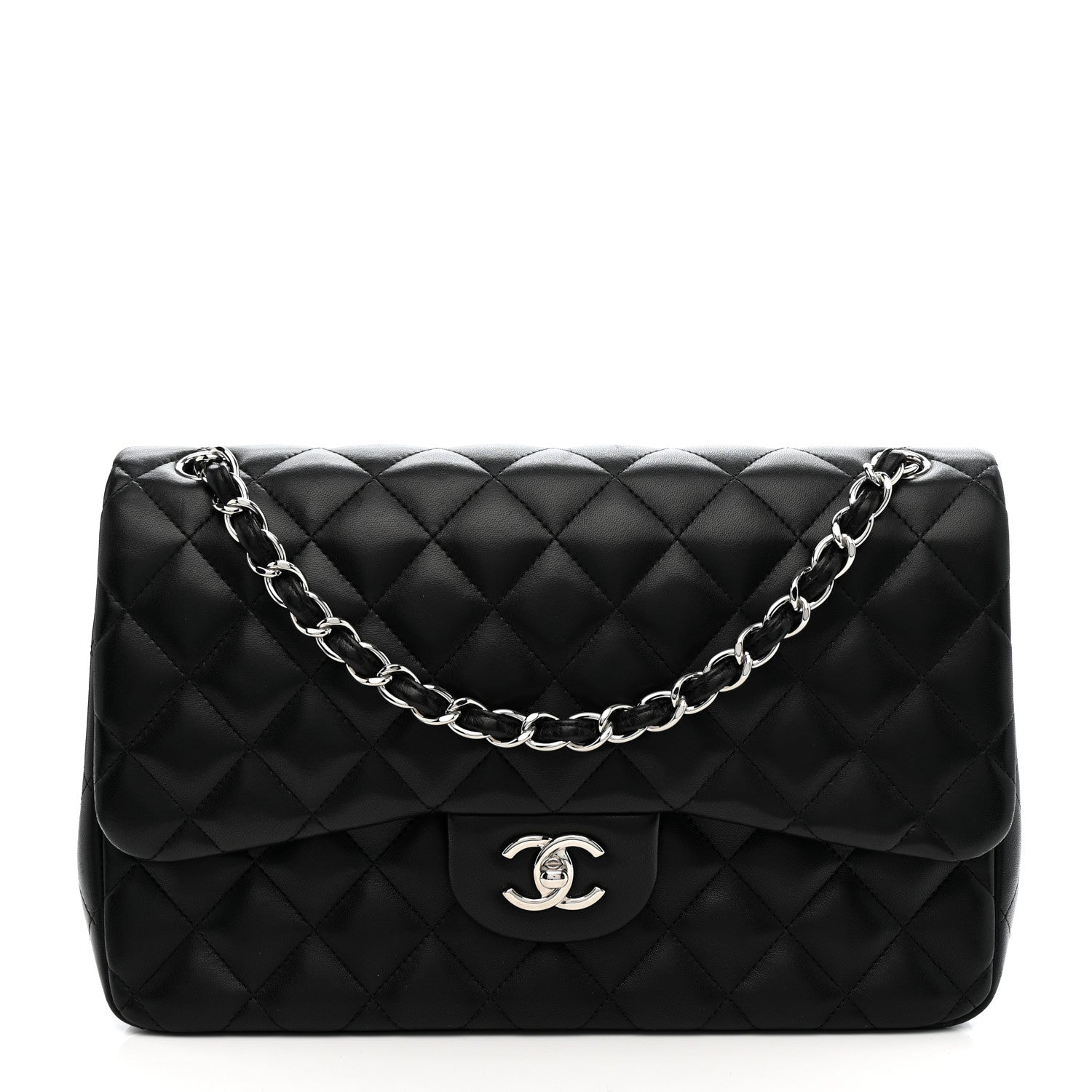 Chanel Lambskin Quilted Jumbo Double Flap Black