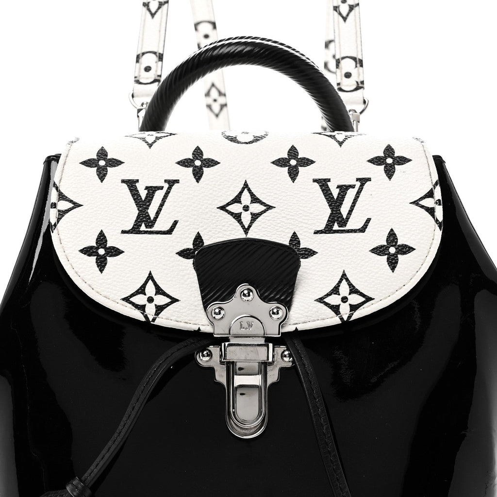 Louis Vuitton Patent Monogram Hot Springs Backpack Black White
