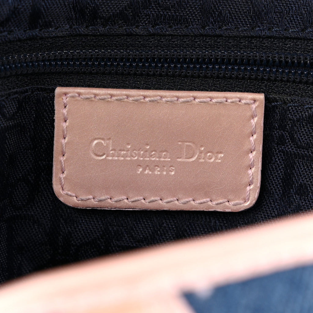 Christian Dior Patent Denim Jeans Saddle Bag Blue Pink
