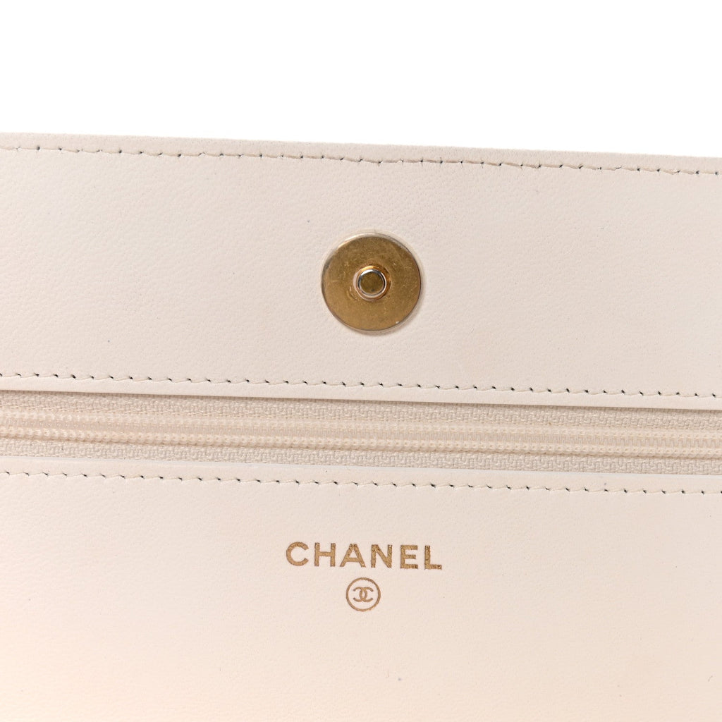 Chanel Lambskin Quilted Romance Wallet On Chain WOC White