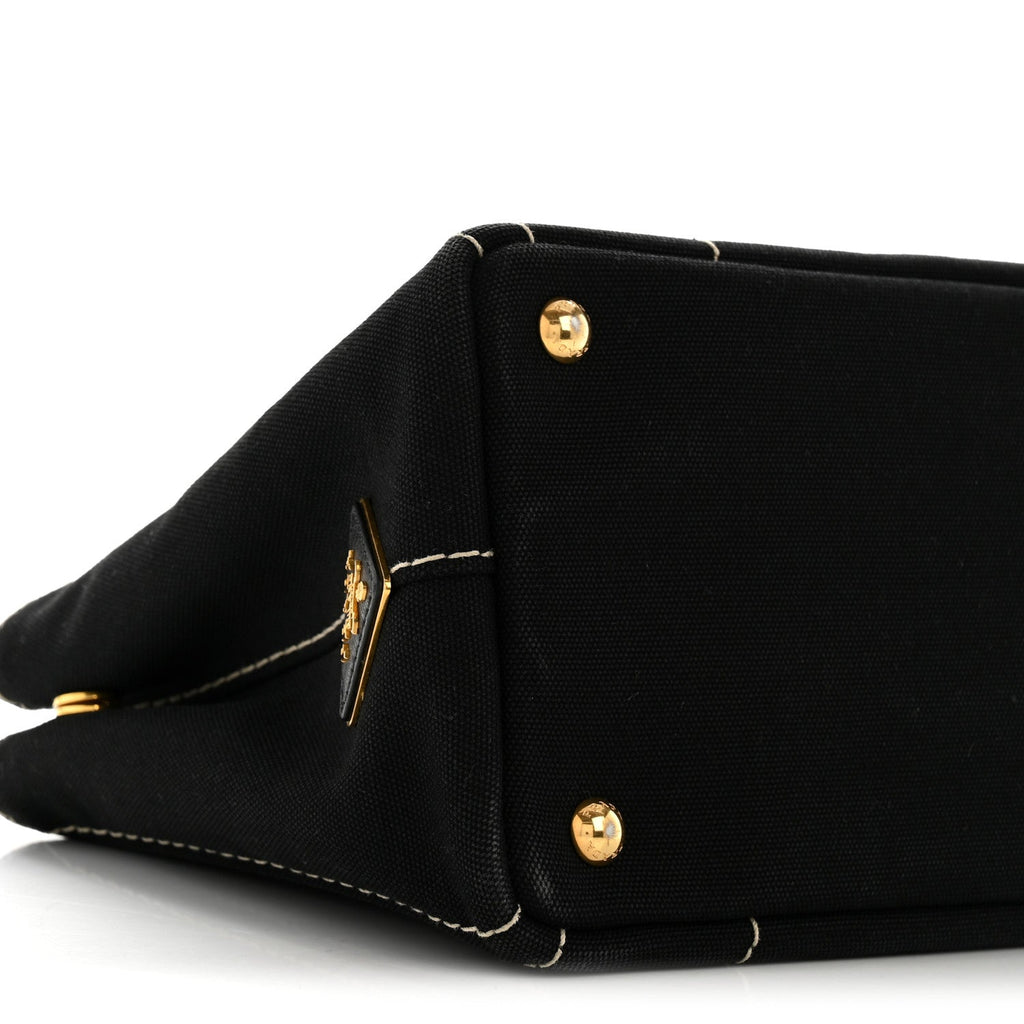 Prada Canapa Small Logo Tote Black Talco
