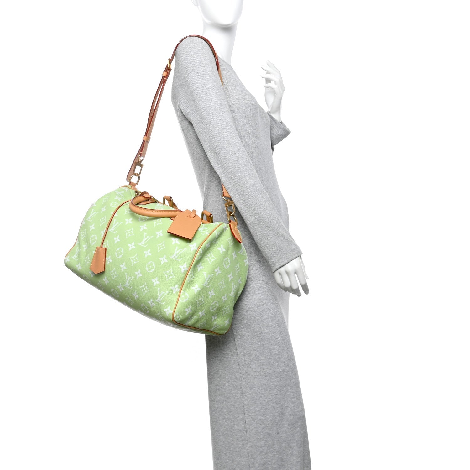 Louis Vuitton Calfskin Monogram Speedy P9 Bandouliere 40 Frozen Lime