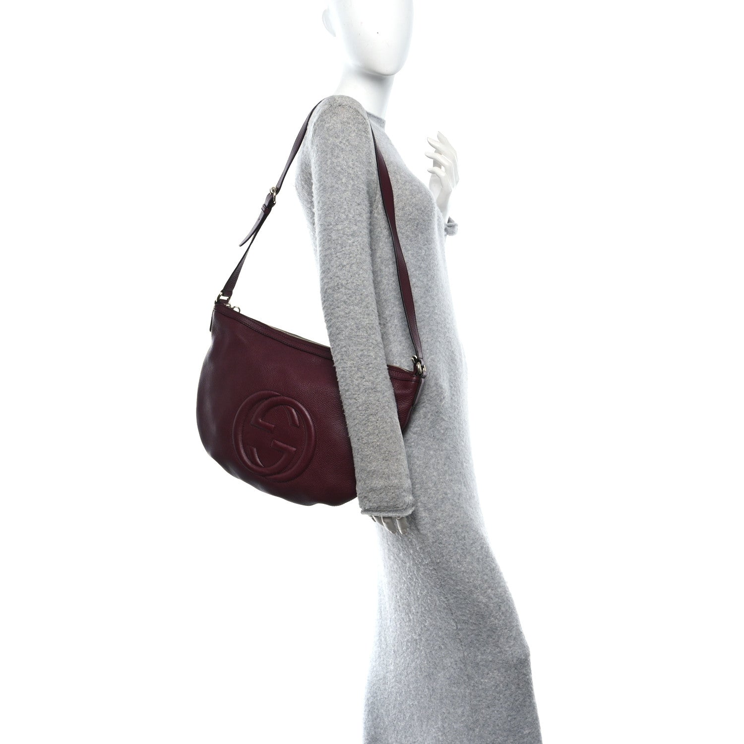 Gucci Pebbled Calfskin Medium Soho Hobo Scarlatto