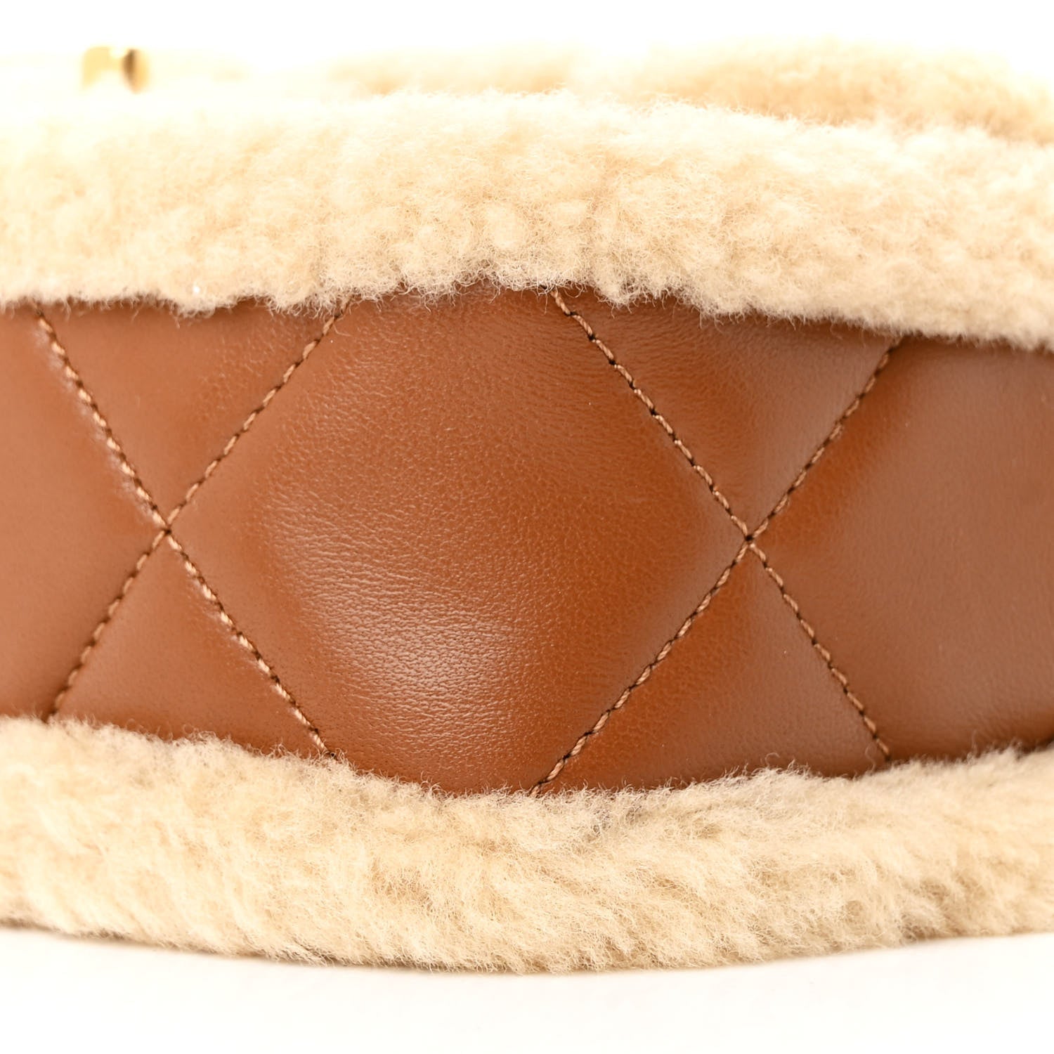 Chanel Shearling Lambskin Quilted Mini Furry Coco Flap Beige Brown
