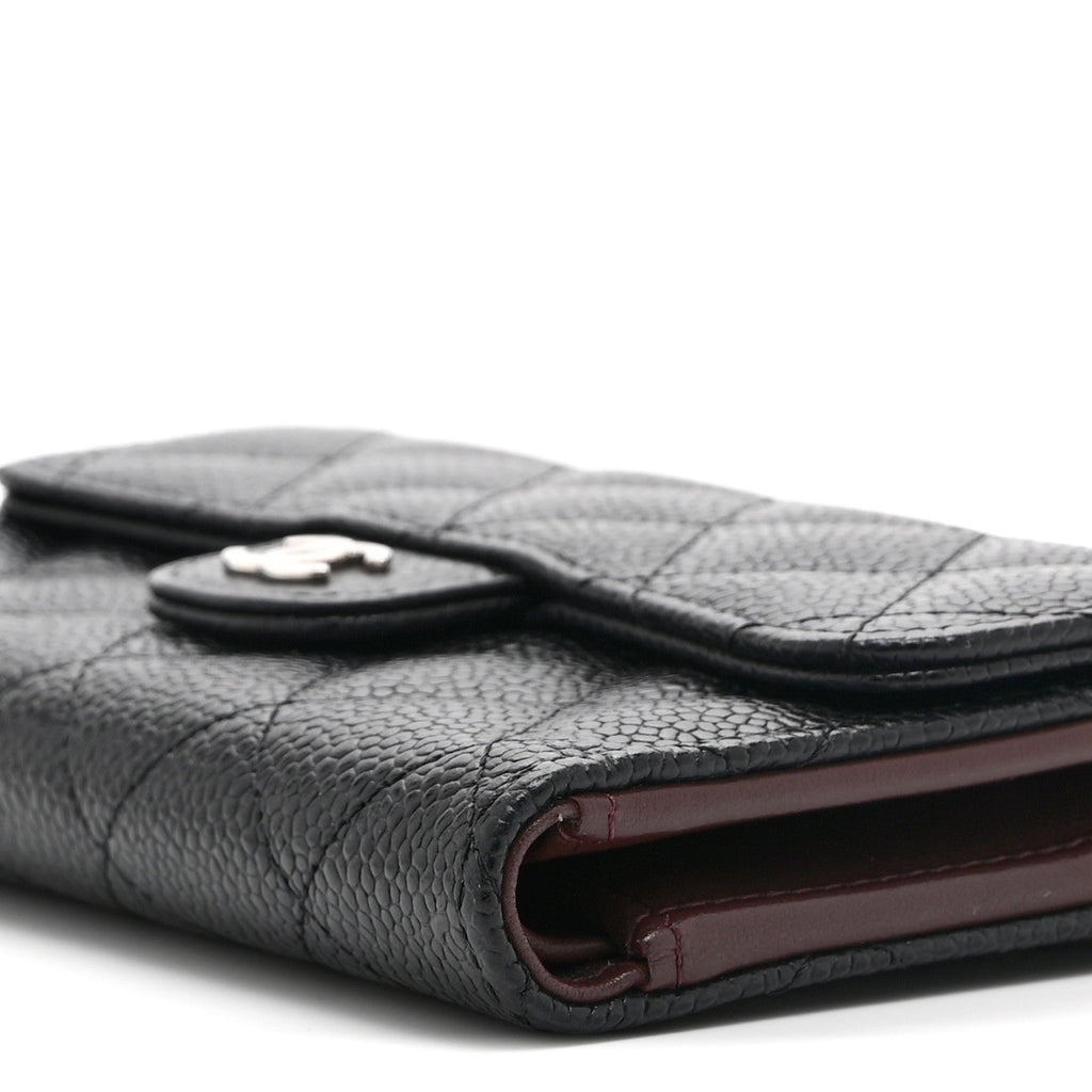 Caviar Quilted Medium Flap Wallet Black