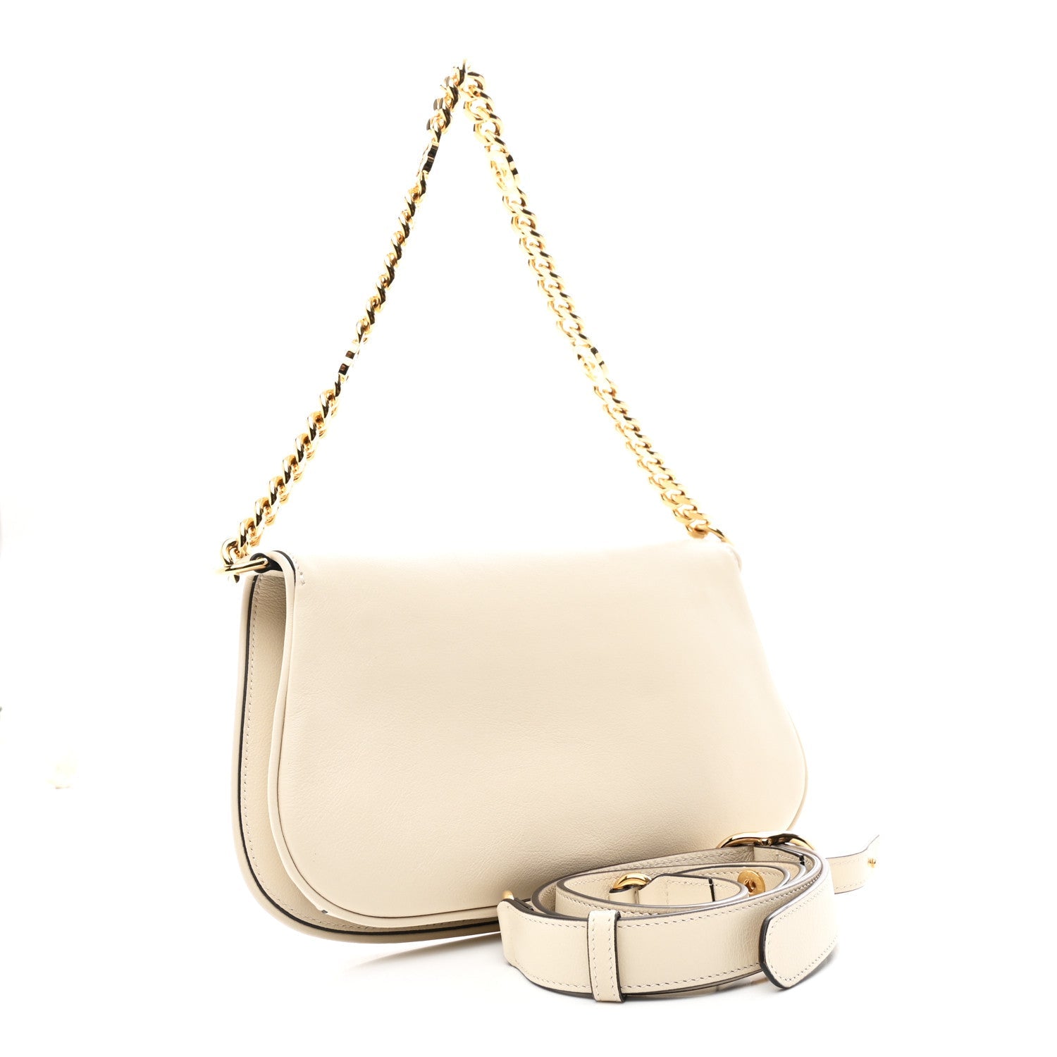Gucci Roxy Calfskin Blondie Chain Shoulder Flap Bag Mystic White