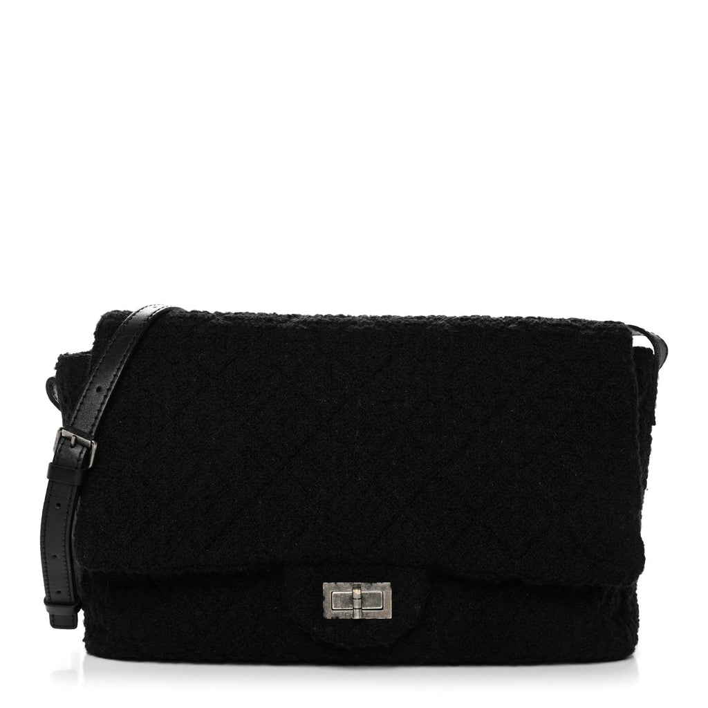 Chanel Easy Tweed Jumbo Reissue Messenger Flap Black