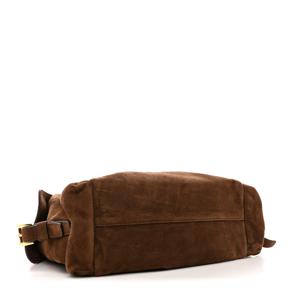 Prada Suede Large Explore Shoulder Bag Cocoa Brown