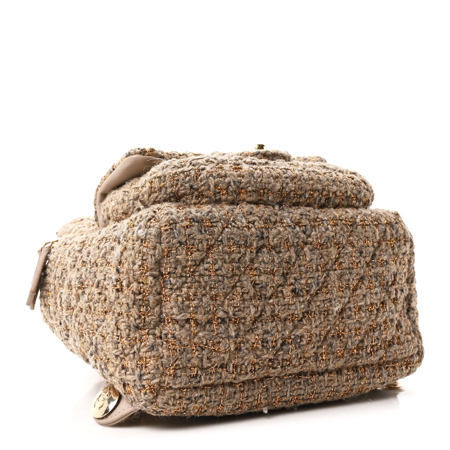 Chanel Tweed Front Pocket Backpack Beige