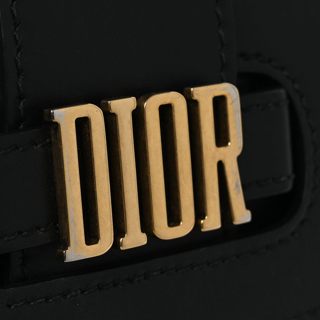 Christian Dior Calfskin D Fence Saddle Bag Black