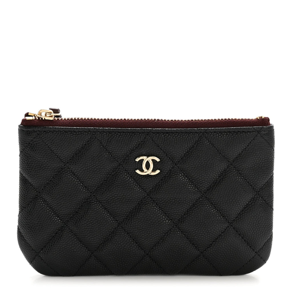 Caviar Quilted Small Cosmetic Case Black