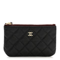 Caviar Quilted Small Cosmetic Case Black