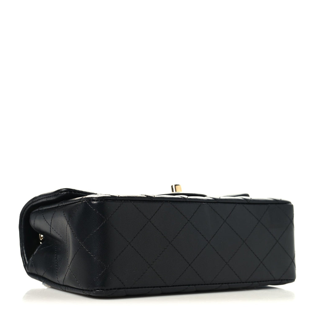 Chanel Lambskin Quilted Mini Rectangular Flap Black