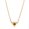 Resin Crystal Pearl Chain Heart CC Pendant Choker Necklace Black White Gold