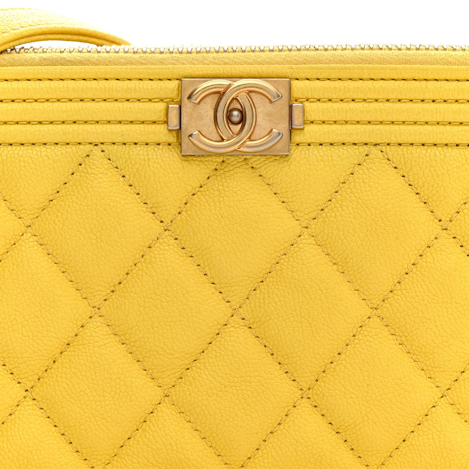 Chanel Caviar Quilted Small Boy Clutch With Chain Yellow