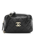 Chanel Lambskin Quilted Waist Bag With Pouch Black