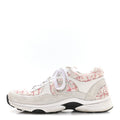 Chanel Tweed Suede Calfskin Womens CC Sneakers 39.5 Ecru Pink Red White