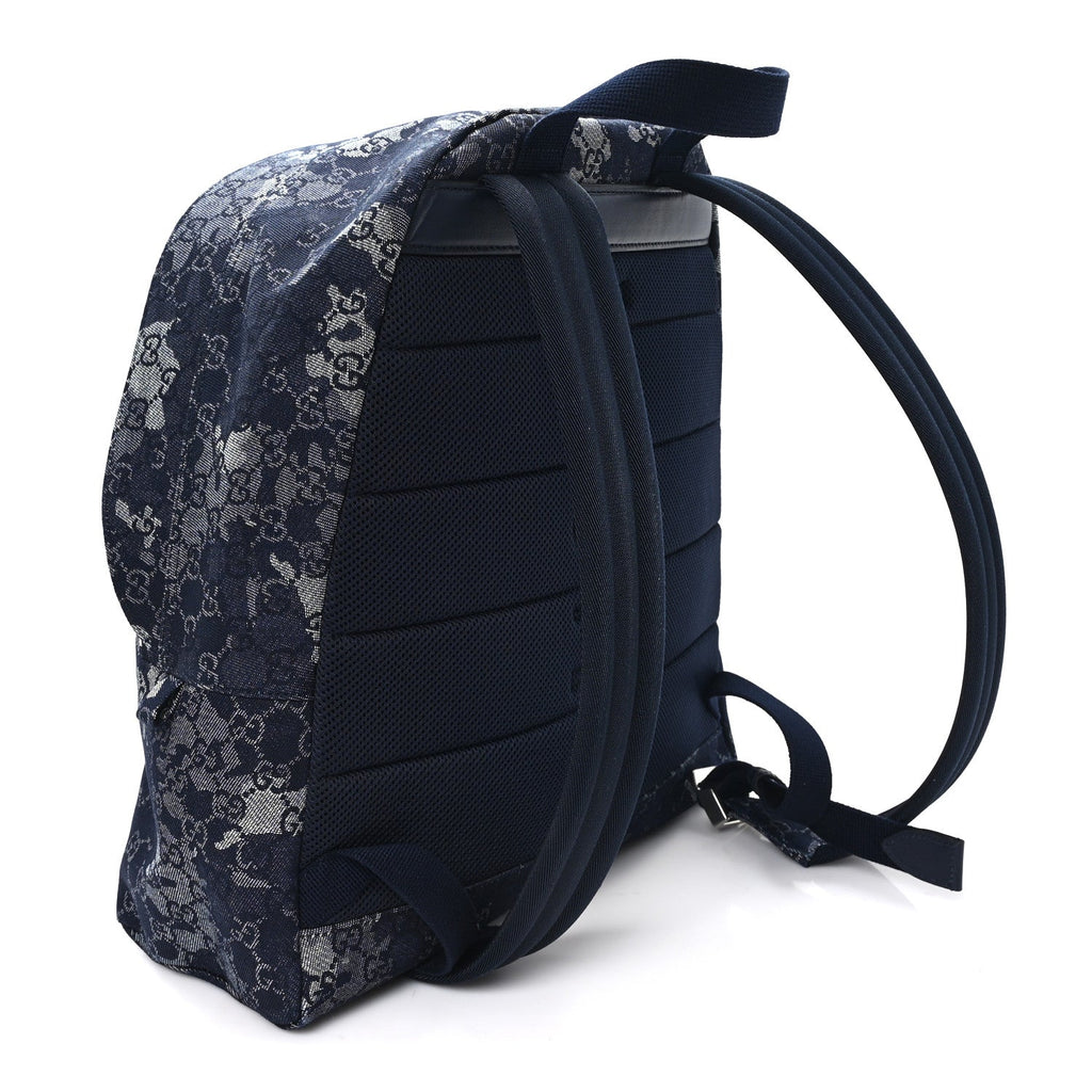 Gucci Denim Monogram Camouflage Large Backpack Blue