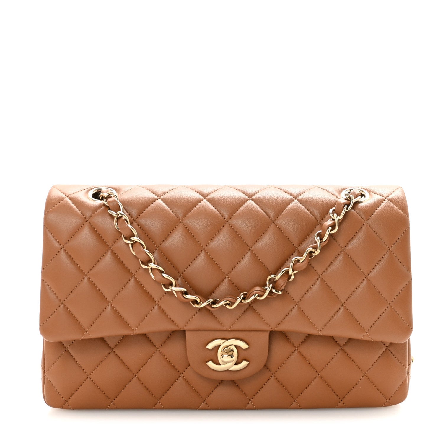 Chanel Lambskin Quilted Medium Double Flap Brown